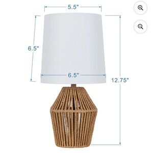 12.75" Rope Mini Lamp, Brown, 5.75 x 6.5 x 6.5" Lamp Shade